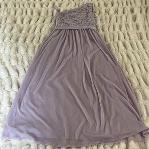 Lavender lace cold shoulder gown 8 flower girl bridesmaid formal David’s Bridal